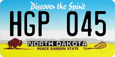 ND license plate HGP045