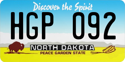 ND license plate HGP092