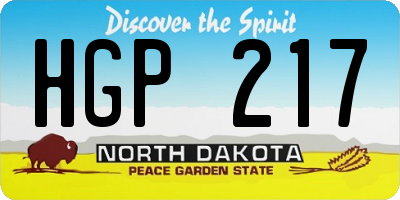 ND license plate HGP217
