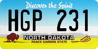 ND license plate HGP231
