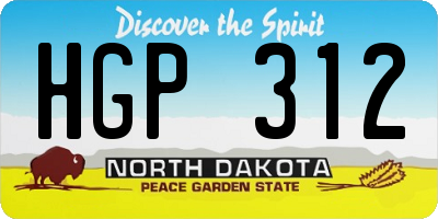 ND license plate HGP312