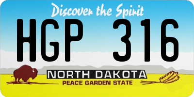 ND license plate HGP316