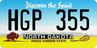 ND license plate HGP355