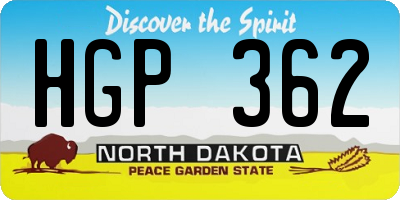 ND license plate HGP362