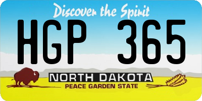 ND license plate HGP365
