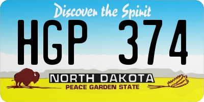 ND license plate HGP374