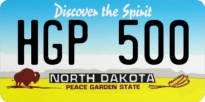 ND license plate HGP500