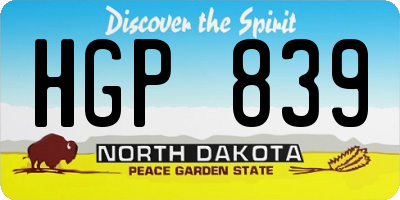 ND license plate HGP839