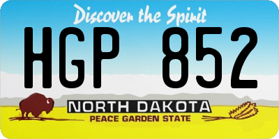 ND license plate HGP852