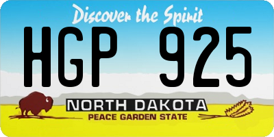 ND license plate HGP925