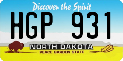 ND license plate HGP931