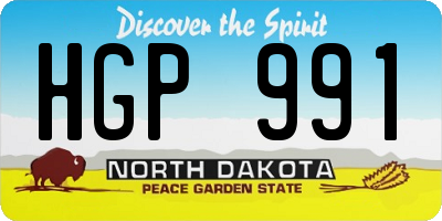 ND license plate HGP991