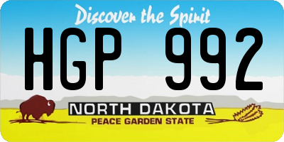 ND license plate HGP992