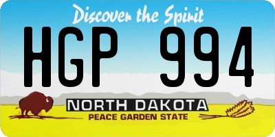 ND license plate HGP994