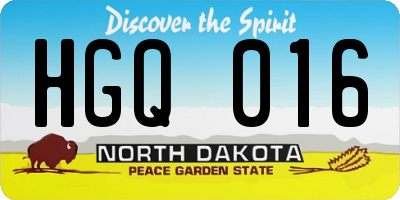 ND license plate HGQ016