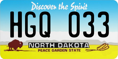 ND license plate HGQ033