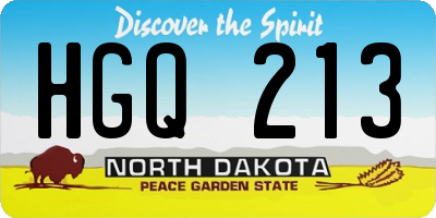 ND license plate HGQ213