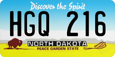 ND license plate HGQ216
