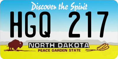 ND license plate HGQ217