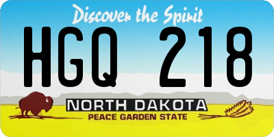 ND license plate HGQ218