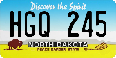 ND license plate HGQ245
