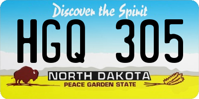 ND license plate HGQ305