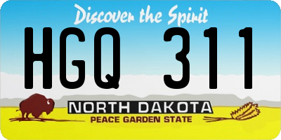 ND license plate HGQ311