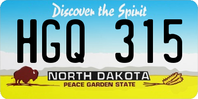 ND license plate HGQ315