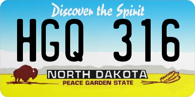 ND license plate HGQ316