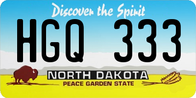 ND license plate HGQ333