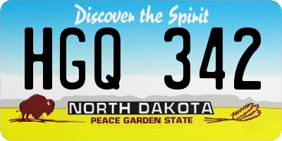 ND license plate HGQ342