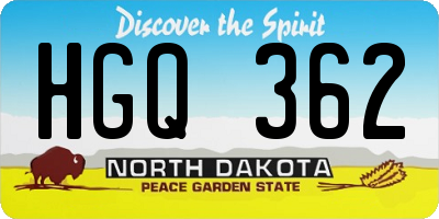 ND license plate HGQ362