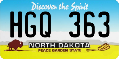 ND license plate HGQ363