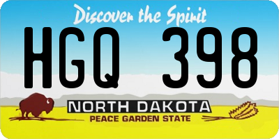 ND license plate HGQ398