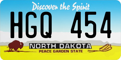 ND license plate HGQ454