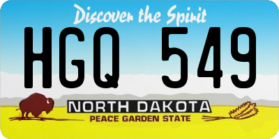 ND license plate HGQ549