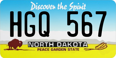 ND license plate HGQ567