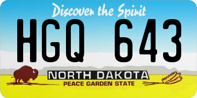 ND license plate HGQ643