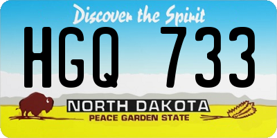 ND license plate HGQ733