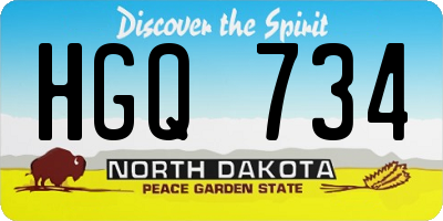 ND license plate HGQ734
