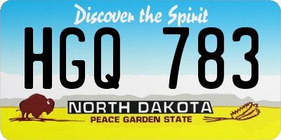 ND license plate HGQ783