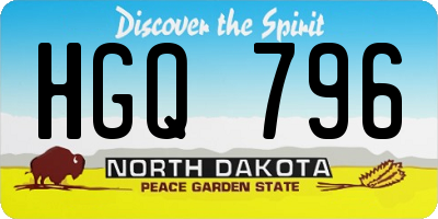 ND license plate HGQ796