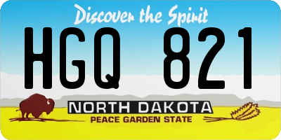ND license plate HGQ821