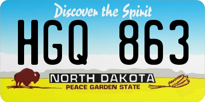 ND license plate HGQ863