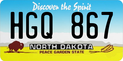 ND license plate HGQ867