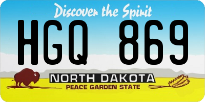 ND license plate HGQ869