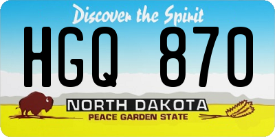 ND license plate HGQ870
