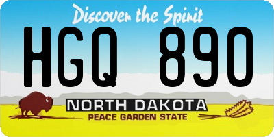 ND license plate HGQ890