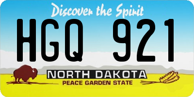 ND license plate HGQ921