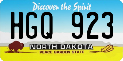 ND license plate HGQ923